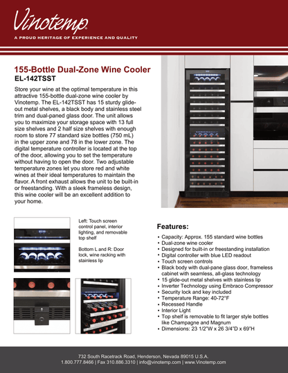 Wine Cooler EL-142TSST VINOTEMP