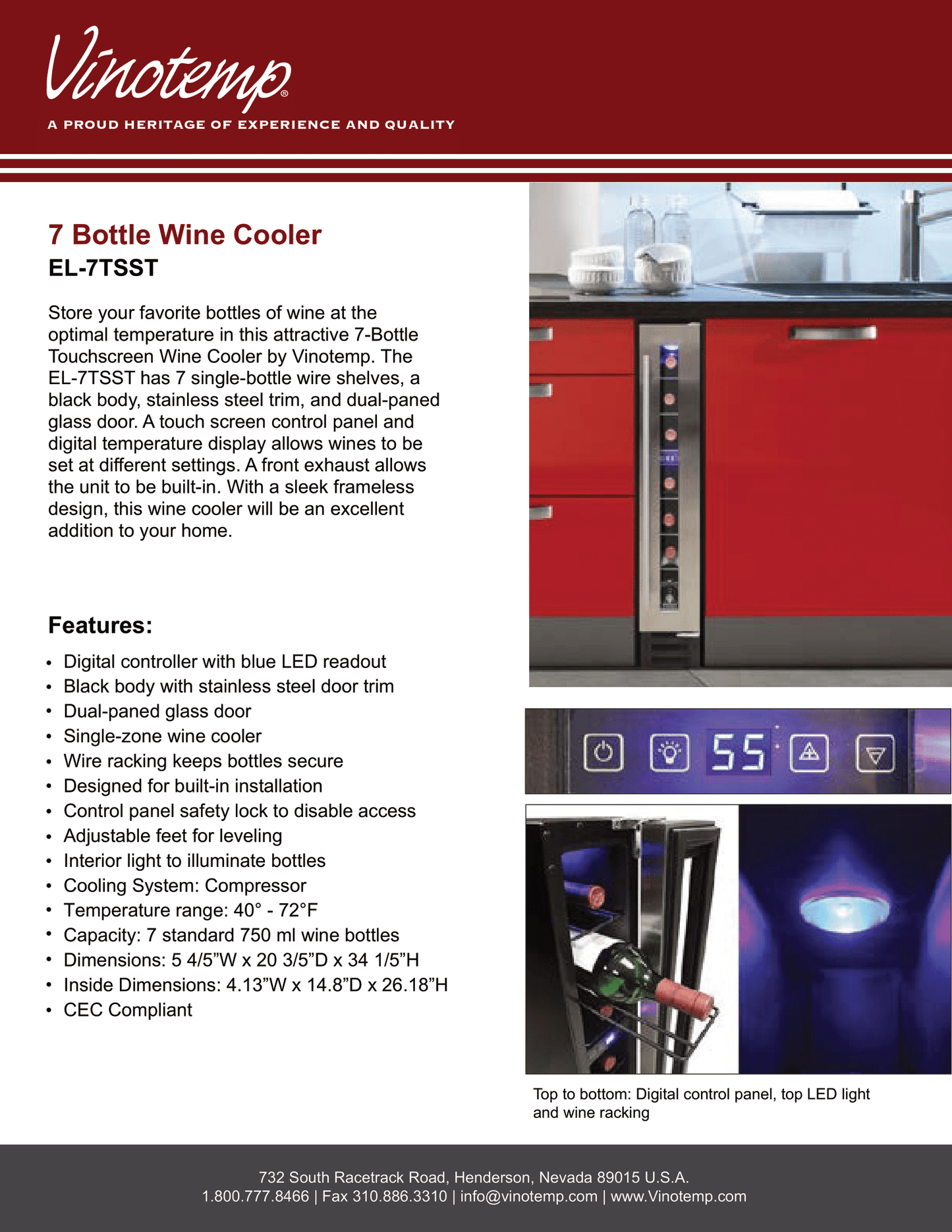 Wine Cooler  EL-7TSST VINOTEMP